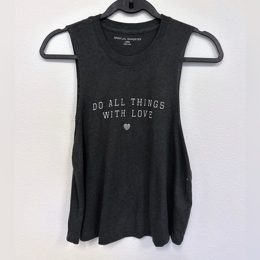 SPIRITUAL GANGSTER Do All Things w/ Love Tank Top | Black | Large